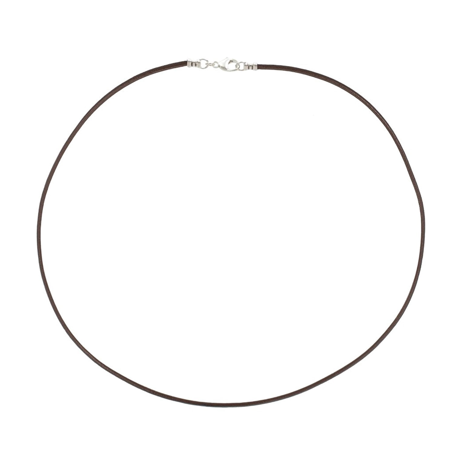 Sterling Silver 1.8mm Fine Brown Leather Cord Necklace