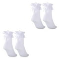 thumbnail image 3 of relayinert White Lightweight Women Lace Socks With Bow For Chic Look Stretchy Opaque Ruffle Lace Socks 2Set, 3 of 6