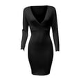 thumbnail image 3 of LLYwey Sales Clearance Women Winter Midi Dresses Fashion V-Neck Color Long Sleeve Hip High Waist Sexss Dress New Dressy Dresses Black L, 3 of 7