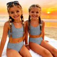 thumbnail image 5 of CCRFTGI Girls Swimsuits Size 10-12 Two Piece Sets Swim Vacation Bathing Suit Beach Holiday Sequin Print Bikinis Summer Cute Girls Fashion Swimsuits Swimwear Light Gray 1-2 Years, 5 of 9