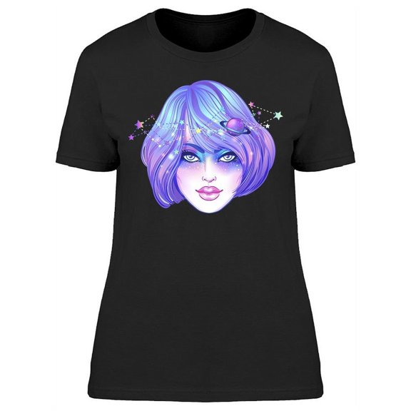 Girl With Galaxy Make Up T-Shirt Women -Image by Shutterstock, Female Large