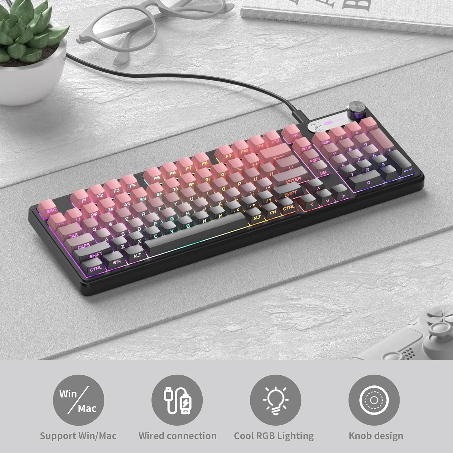 MageGee Keyboard GK960 98 Keys 95% Layout Keyboards, Type-C Connected Keyboard, Side Engraved ABS Keycaps, for PC/Loptop/MAC