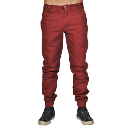 Men's Chino Zip Fly Button Jogger Pants