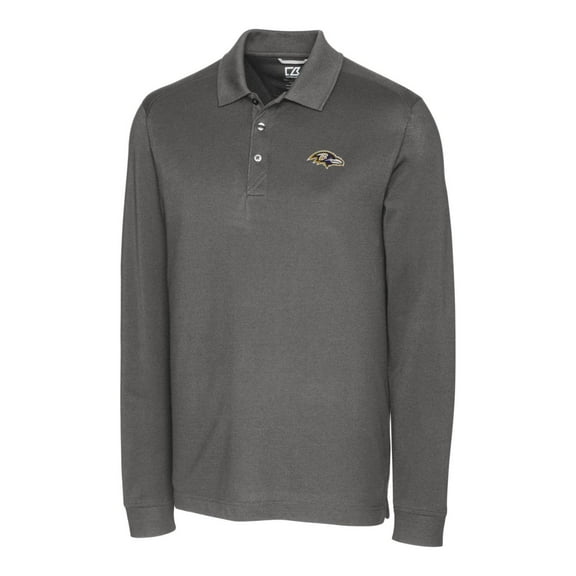 Men's Cutter & Buck Gray Baltimore Ravens Advantage Long Sleeve Polo