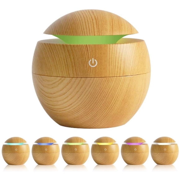Humidificador difusor color café claro130 ml luces LED EL MUSHASHO Humidificador con luz led 001