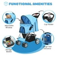thumbnail image 3 of Flexzion Pet Stroller for Dogs, Cats and Small Animals, Carrier Cage 4 Wheels, Blue, 3 of 10
