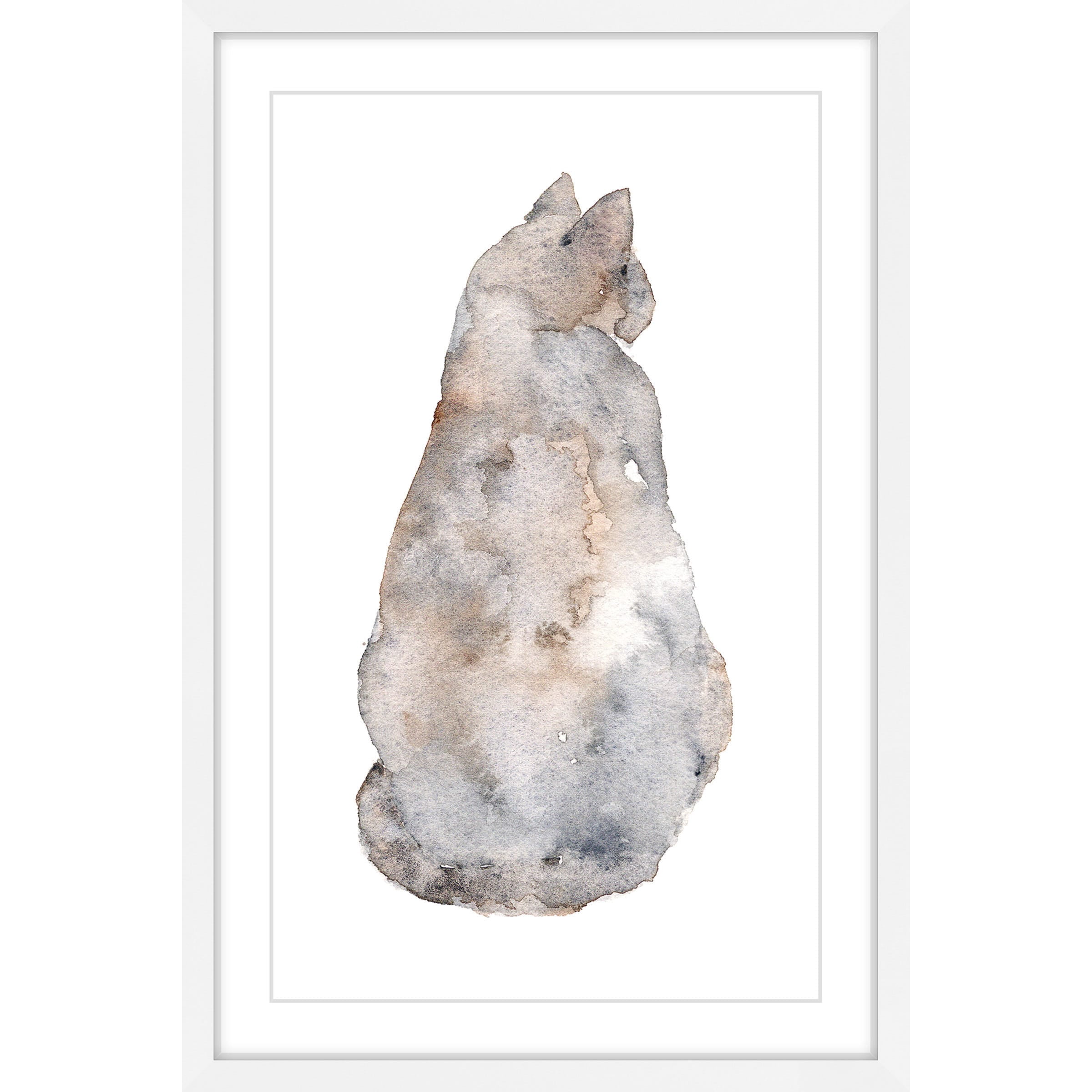Marmont Hill "Grey Brown Cat" by Thimble Sparrow Framed Painting Print