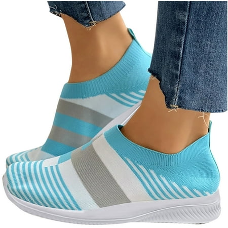 

Vedolay Platform Sneakers Shoes for Women Breathable Flats Dressy Comfortable Sneakers Blue 8