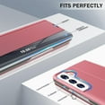 thumbnail image 5 of Phone Case for Samsung Galaxy S21 5G Case, Smart Clear View Window Luxury Slim Mirror for Galaxy S21 Case with Kickstand, Leather Hard PC Flip Shockproof Protective Cover Samsung S21 Case, Pink, 5 of 14