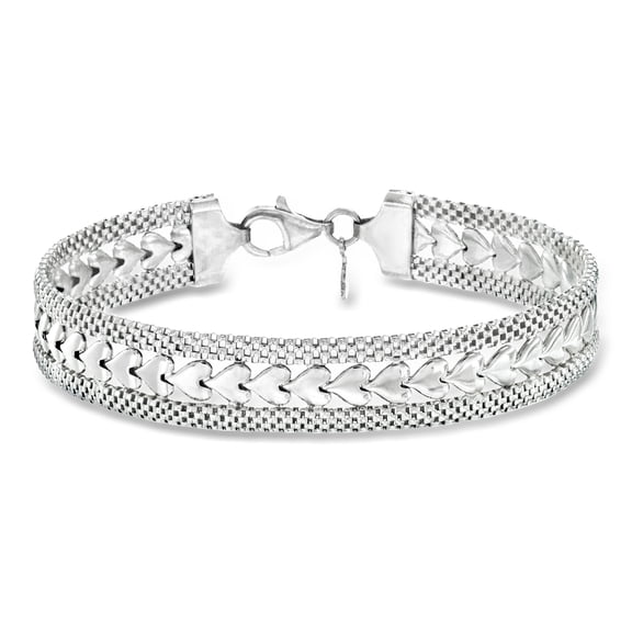 Ross-Simons Italian Sterling Silver Heart-Motif Bracelet, Women's, Adult