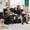 Black, variant on MCombo Zero Gravity Power Loveseat Recliner with Console, LED Light, Hidden Armrest Storage for Home Theater & Living Room, Navy Blue