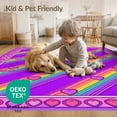 thumbnail image 4 of ODIKA 5'x7' Washable Area Rug Stripe Clusters Polka Dot Border Ombre Gradient Watercolor Large Pink Refined for Dining Room, Under Table, Home Office, Non-Slip Chair-Friendly, 4 of 7