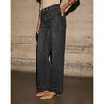 thumbnail image 5 of Women's High Waist Wide Leg Straight Jeans with Patch Pockets - Stretch Denim Casual Pants for Everyday Wear, 5 of 6
