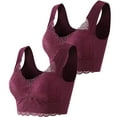 thumbnail image 2 of QATAINLAV 2PC Woman Plus Size Hollow out Lace Smooth Seamless Tank Bra Figure Beauty Back Bra Solid Strap Wrap Bra Underwear Best Sales Today, Purple, 2 of 8