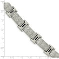 thumbnail image 4 of White Stainless Steel bracelet Men's Textured Cubic Zirconia CZ Black 8.5 in, 4 of 4