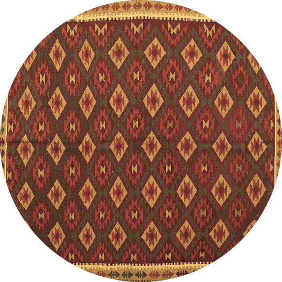 Ahgly Company Indoor Round Oriental Brown Traditional Area Rugs, 6' Round