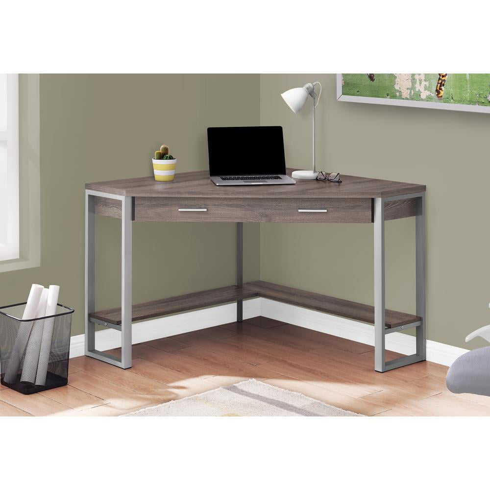 Computer Desk Home Office Corner 42"L Work Laptop Metal Brown