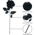 12 Pcs Black Roses Artificial Flowers with Long Stem, Faux Silk Rose