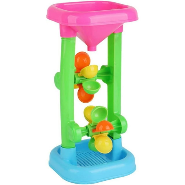HUJIANN Ensemble de Jouets de Plage avec Roue de Sable et Tamisage à l'Eau – Design Interactif en Sablier, Kit de Jeu de Sable Extérieur pour Enfants, Outils de Plage Durables pour Garçons et Filles KY618-681