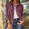 thumbnail image 6 of ClodeEU Women's Corduroy Long Sleeve Button Shirt Jacket,Casual Loose Fit Fall Outerwear ,Women's Plus XXL, 6 of 7