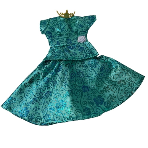 Emerald Brocade Party Dress with Shoes and Crown for 11.5" Fashion Dolls