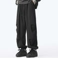 thumbnail image 2 of YLSDY Mens Cargo Pants Baggy Cargo Joggers Casual Drawstring Trousers with Flap Pockets Hiking Pants Jogging Sweatpants Black S, 2 of 8