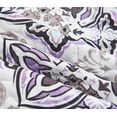 thumbnail image 2 of Hannah Linen Queen Purple Quilt Set- Microfiber 4 Piece Quilt with 1 Shams and 2 Decorative Pillow (Queen, Purple Vidara), 2 of 10