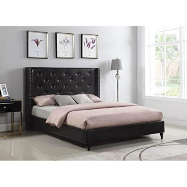Home Life Premiere Classics Leather Dark Brown Tufted With Nails 51 Tall Headboard Platform Bed Slats Queen Comp Com - Queen Size Platform Bed With Tall Headboard Home Life Premiere Classics Leather Dark Brown Tufted With Nails 51 Tall Headboard Platform Bed Slats Queen Comp Com - Queen Size Platform Bed With Tall Headboard
