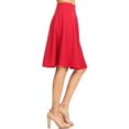 thumbnail image 2 of Moa Collection Women's Essential Elegance A-Line Midi Skirt Timeless Comfort with High Waist Elastic, 2 of 4