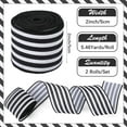 thumbnail image 2 of 2 Rolls 2 Inch Wide Black White Striped Ribbon Single Faced Polyester Stripe Wired Edge Grosgrain Burlap Fabric Ribbon Bulk for Sewing Making Crafts Gift Wrapping Wreath Home Party Decor Diy diy, 2 of 9