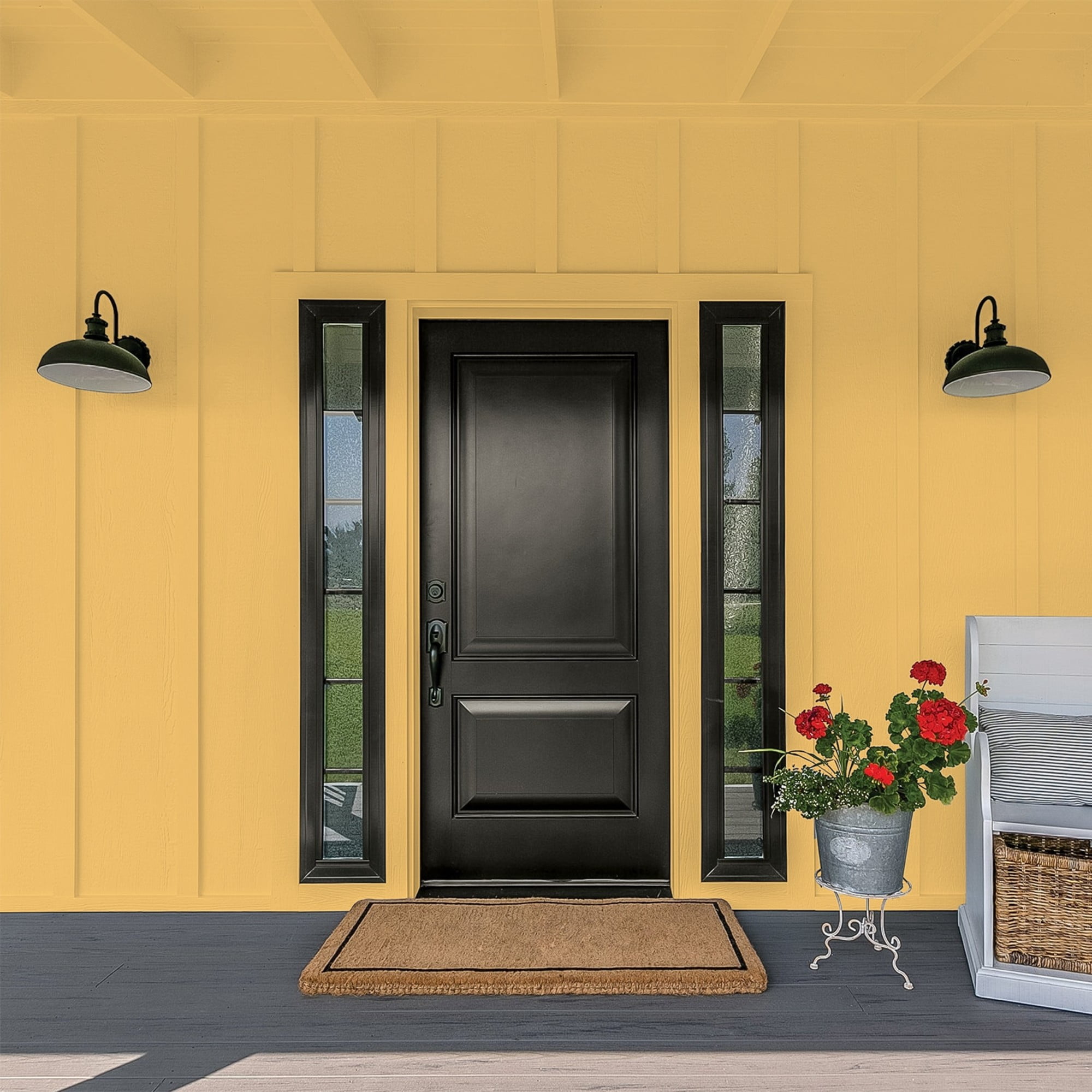 Glidden HEP Butterscotch Bliss / Yellow Flat Exterior Paint with Primer, 1 Gallon