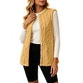 thumbnail image 4 of Klisyaur Womens Fleece Vest Sleeveless Crew Neck Open Front Casual Jackets Loose Outerwear Work Comfy Soft Warm Jacket, 4 of 8