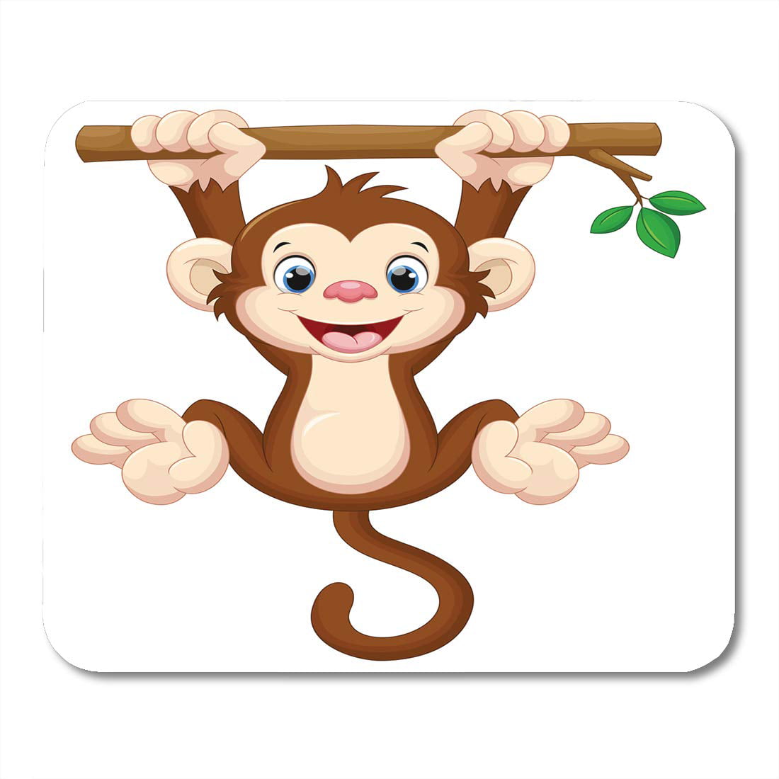 KDAGR Brown Cartoon Cute Baby Monkey Hanging on Tree Clipart Tail Ape  Mousepad Mouse Pad Mouse Mat 9x10 inch 