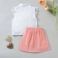 thumbnail image 4 of Zecgelong Summer New Sleeveless Lapel Button Button Embroidered Top + Solid Color Bow Skirt Fashion Girls Set Girls Summer Sets Age 15-24 Months, 4 of 5