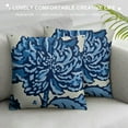thumbnail image 3 of Creowell Navy Blue Floral Pillow Covers Blue &amp; White Leaf Throw Pillowcase Square Decor Summer/Spring Floral Print Cushion Cover Patio Sofa Bedroom Indoor Outdoor Party 20x20in, 3 of 5