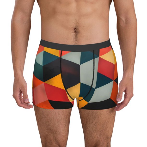 Fotbe Geometric Cube Pattern Art Calzoncillos Tipo Boxer con Bolsa de Soporte Total para Hombre, X-Temp Fresco, Transpirable y de Secado Rápido-XX-Large
