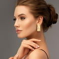 thumbnail image 5 of 4 Pairs Geometric Statement Earrings for Women Gold Sliver Irregular Sequins Stud Earrings Metal Geometric Earrings Large Rectangle Fashion Minimalism Simple Modern Earrings Trendy Jewley, 5 of 7