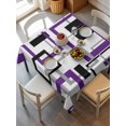 thumbnail image 6 of Purple Black Geometric Table Cloth, Minimalist Stripes Abstract Art Waterproof Tablecloth for Square Tables, Reusable Washable Fabric Table Cover for Restaurant Kitchen Dining Tables 60"x60", 6 of 6
