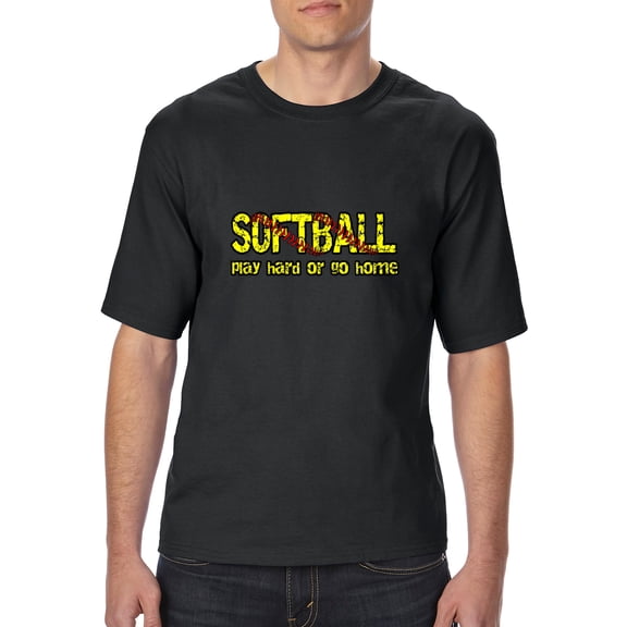 Normal is Boring - Big Men's T-Shirt, up to Tall Size 3XLT - Softball Play Hard or Go Home
