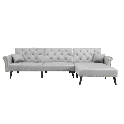 Teamme Mid Century Sectional Sofa Bed, English Roll Arm Sofa