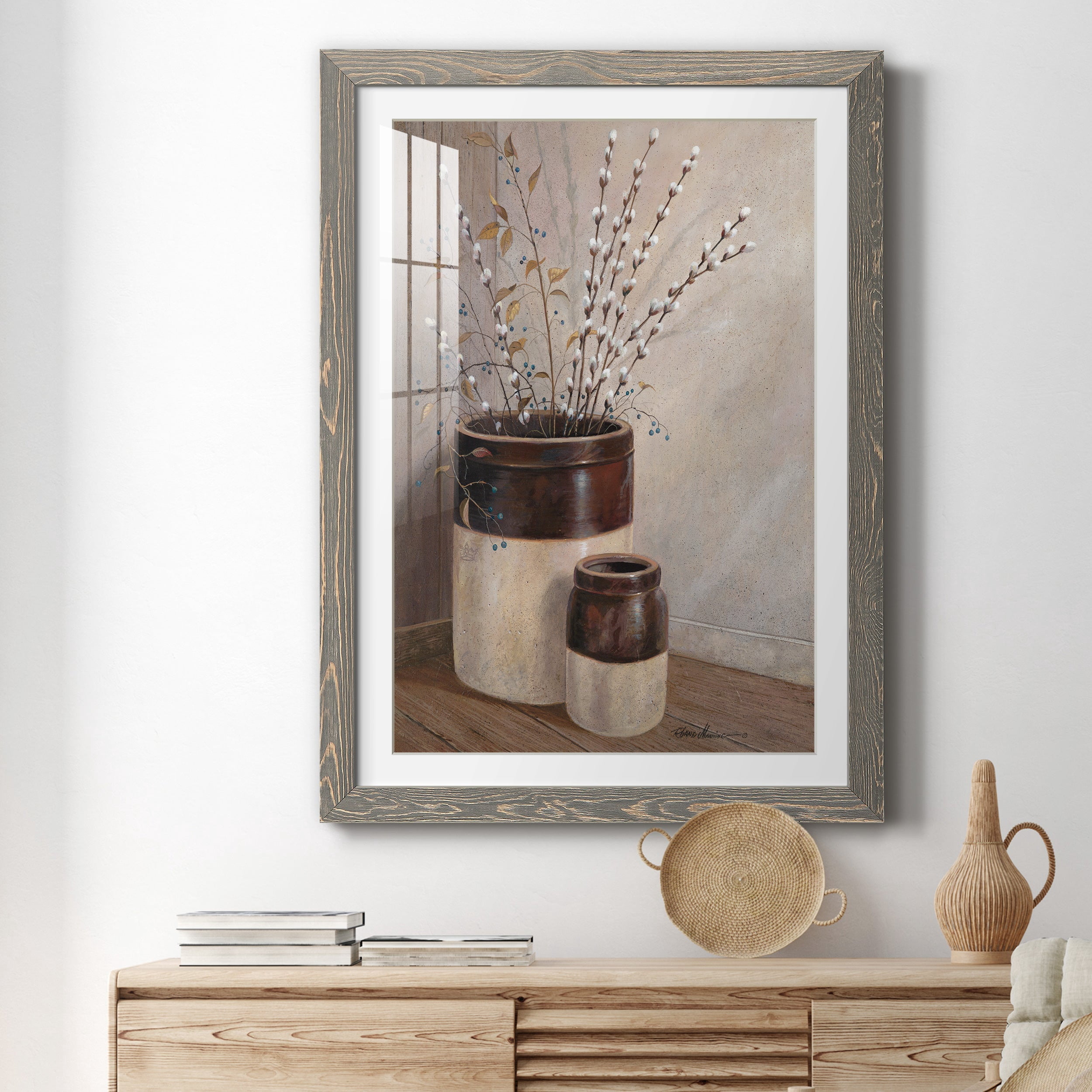 Pussywillows & Spring - Premium Framed Print - Distressed Barnwood Frame - Ready to Hang
