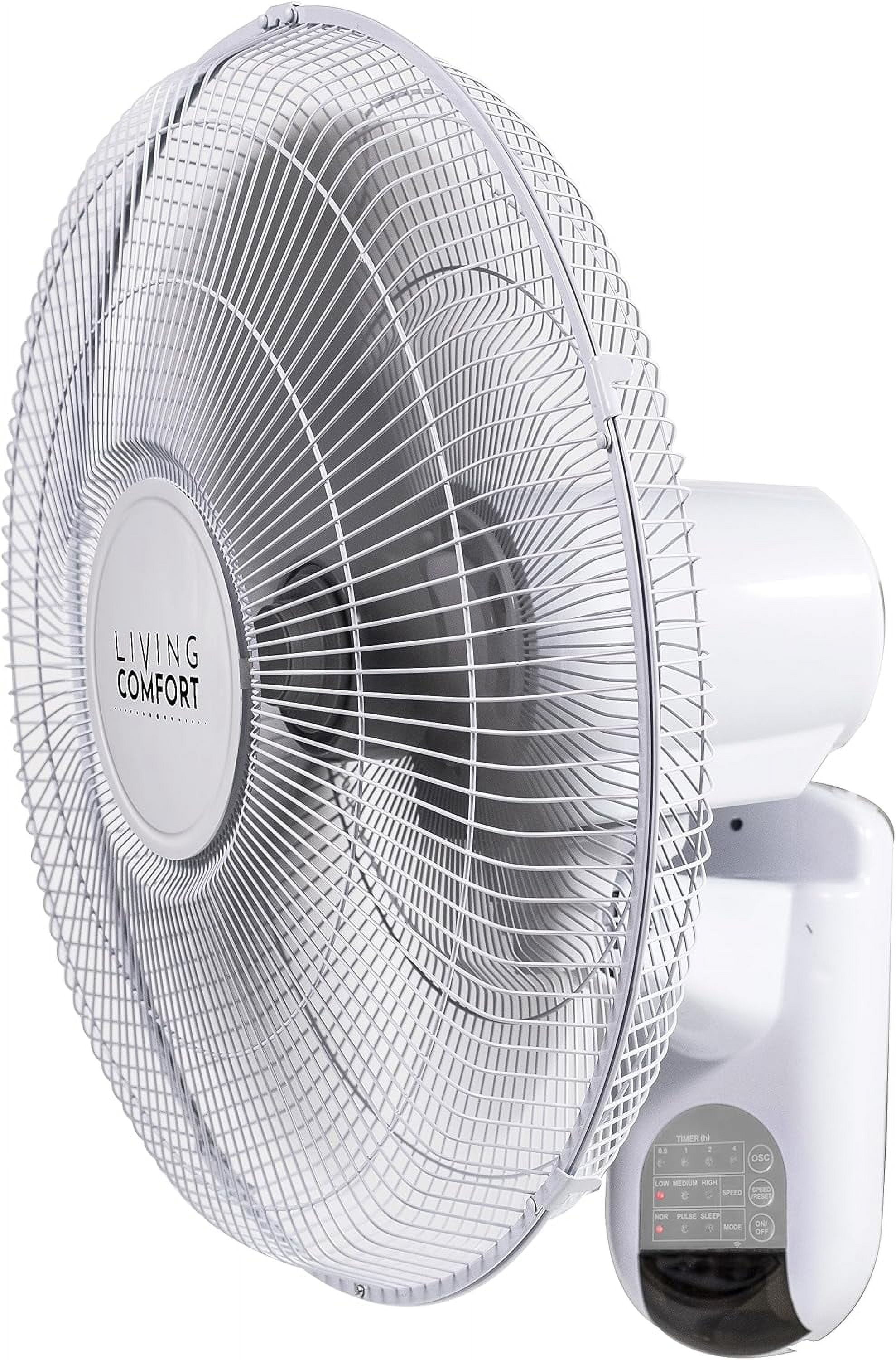 Comfort Zone 16 in. Oscillating Wall Mount Fan, 3-Speed , Wi-Fi , Timer, Tilt