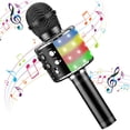 thumbnail image 2 of ZheElen Microphone Réduction de Bruit Rechargeable Karaoké Microphone Sans Fil Portable LED Micro, Noir, 2 of 7