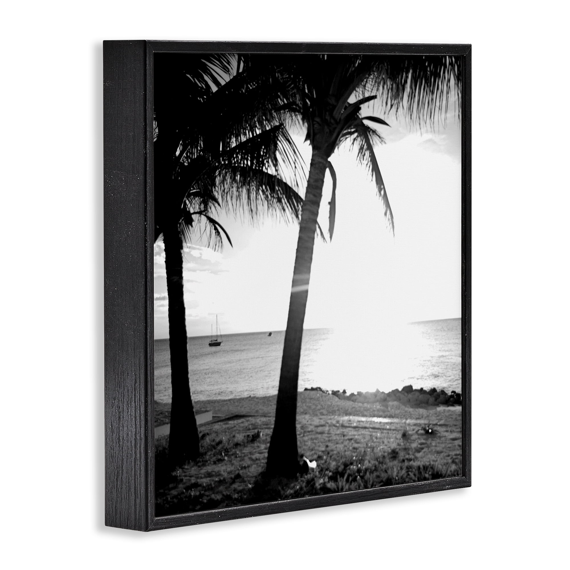 Stupell Industries Palm Tree Silhouettes Coastal Photography Black Framed Art Print Wall Art, 24 x 24