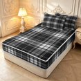 thumbnail image 2 of Manfei Vintage Grid Zipper Twin Comforter Sets with Fitted Sheet and 2 Pillowcases,Modern Check Zipper Bedding Set,Black White Gray,Black Reversible,4pcs, 2 of 8