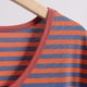 thumbnail image 4 of Pijama de manga corta para mujer, informal, holgado, a rayas, con cuello redondo, de verano, fino, de poliéster, 4 of 9