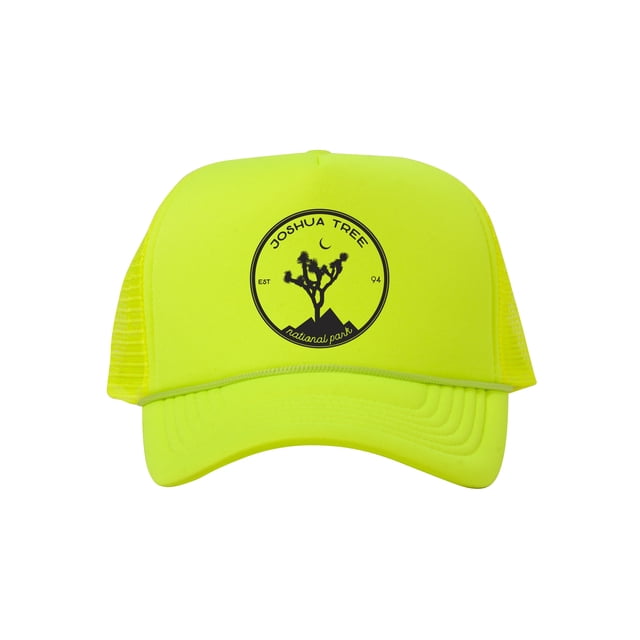 Joshua Tree Adjustable Mesh Trucker Hat w/ Rope Brim - Neon Green