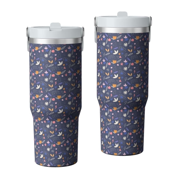 Modern 30oz Handheld Travel Tumbler with Handle – Double Wall Stainless Steel Insulated Cup, Flip Straw Lid, Leak-Proof & BPA-Free for Hot and Cold Drinks – Durable Coffee & Juice Mug White