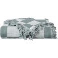 thumbnail image 6 of Chezmoi Collection Kendall Checkered Cotton Muslin Throw Blanket 50" W x 60" L, Knit Woven Gauze Blanket with Frayed Tassels for Bed Couch Travel Lightweight Breathable Cozy Throw, Gray/White, 6 of 12