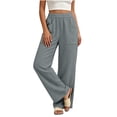 thumbnail image 3 of Guluxicc Women's Straight Leg Pants Elastic Waist Long Trousers with Pockets Summer Casual Outfits for Everyday Wear, 3 of 6